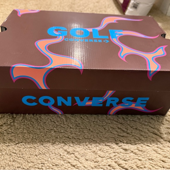 Converse Brown High-Tops with Pink and Blue Swirl - Golf Wang Tyler - Picture 10 of 11